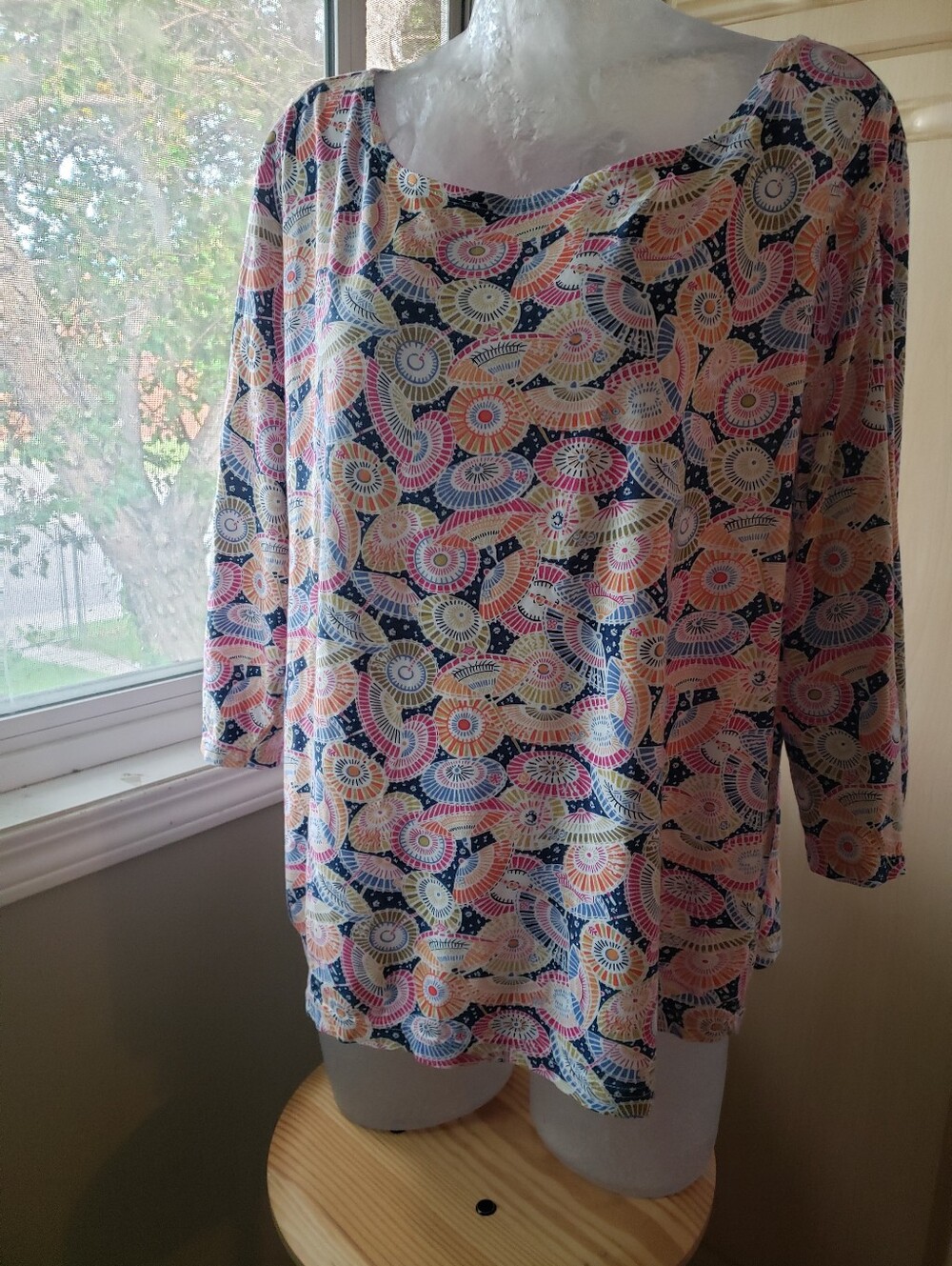 Women’s Multicolor Patterned Boatneck Top